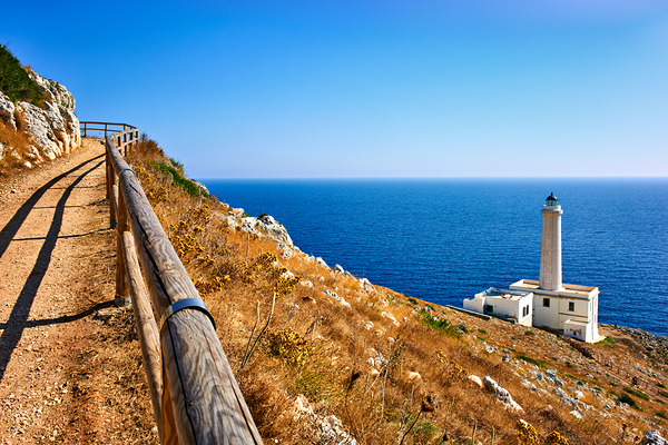 Apulia Puglia Italy. The lighthouse at Cape Palascia Capo dOtranto. The easternmost point of Italy Print