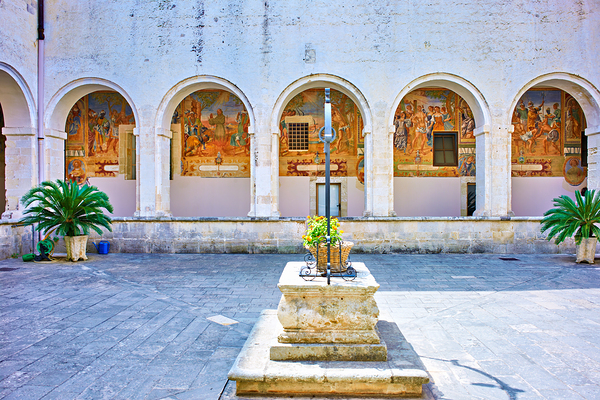 Salento. Apulia Puglia Italy. Galatina. Santa Caterina dAlessandria church. Frescoes in the cloister Print