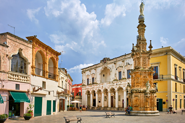 Salento. Apulia Puglia Italy. Nardò. Salandra square. 18th century column Print