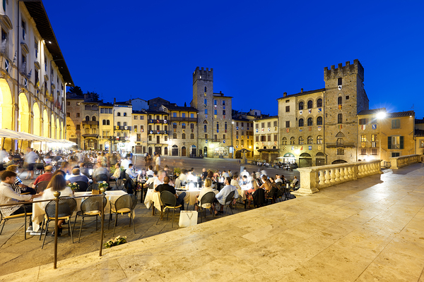 Arezzo Tuscany Italy. Piazza Grande at sunset Print