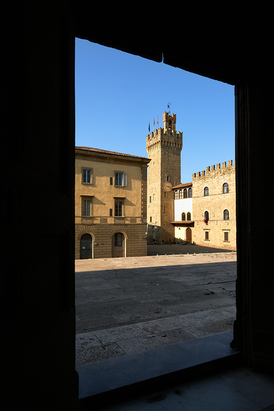 Arezzo Tuscany Italy. Framed view of Palazzo dei Priori Communal Palace Print