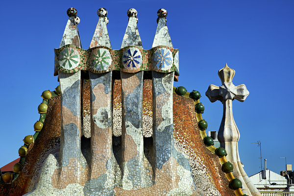 Barcelona. Catalonia. Spain. Casa Batllo is a renowned building located in the center of Barcelona and is one of Antoni Gaudi´s masterpieces Print