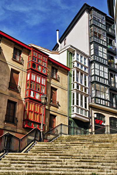 Bilbao Biscay Spain. Stairs in the old city Print