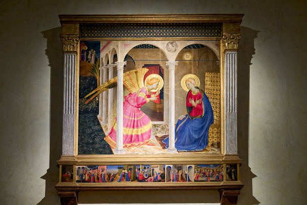 Cortona Arezzo Tuscany Italy. The Annunciation of Cortona is a panel-painting altarpiece or retable by Beato Angelico Print
