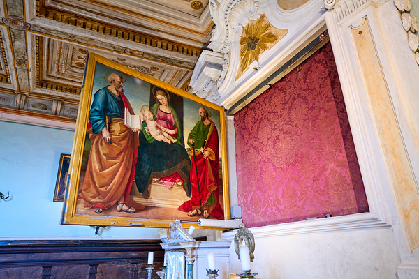 Cortona Arezzo Tuscany Italy. Paintings by Luca Signorelli in San Niccolò church Print