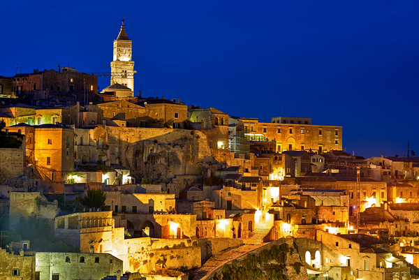 Matera Basilicata Italy. Cityscape ay sunset Print