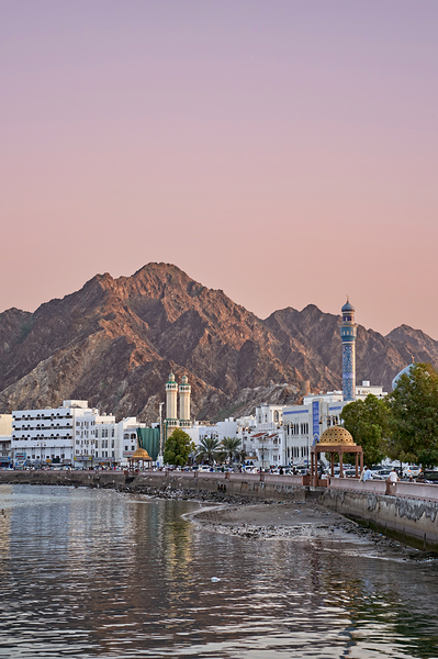Oman. Muscat. Cityscape at sunset Print