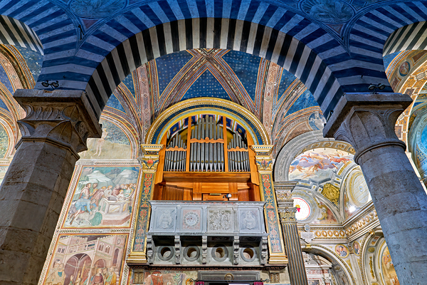 San Gimignano. Tuscany. Italy. The interior of the Collegiata di Santa Maria Assunta. Duomo Cathedral Print