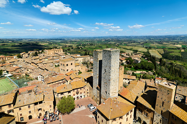 San Gimignano. Tuscany. Italy. Aerial view of the old town Print