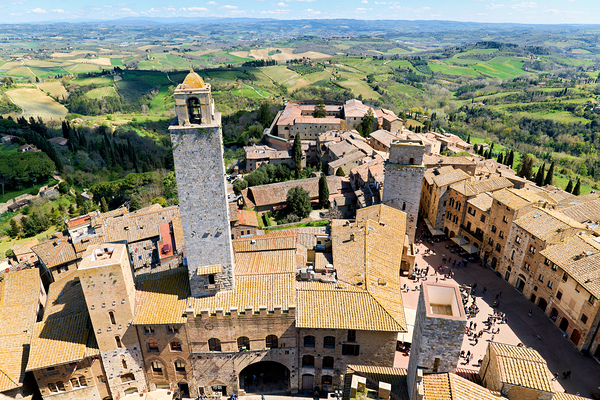 San Gimignano. Tuscany. Italy. Aerial view of the old town Print