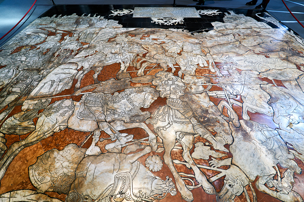 Siena Tuscany Italy. The marble mosaic floor inside the Cathedral Print