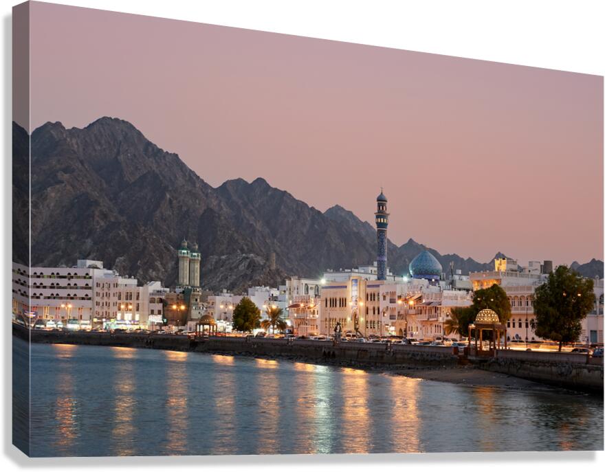 Oman. Muscat. Cityscape at sunset Canvas Print