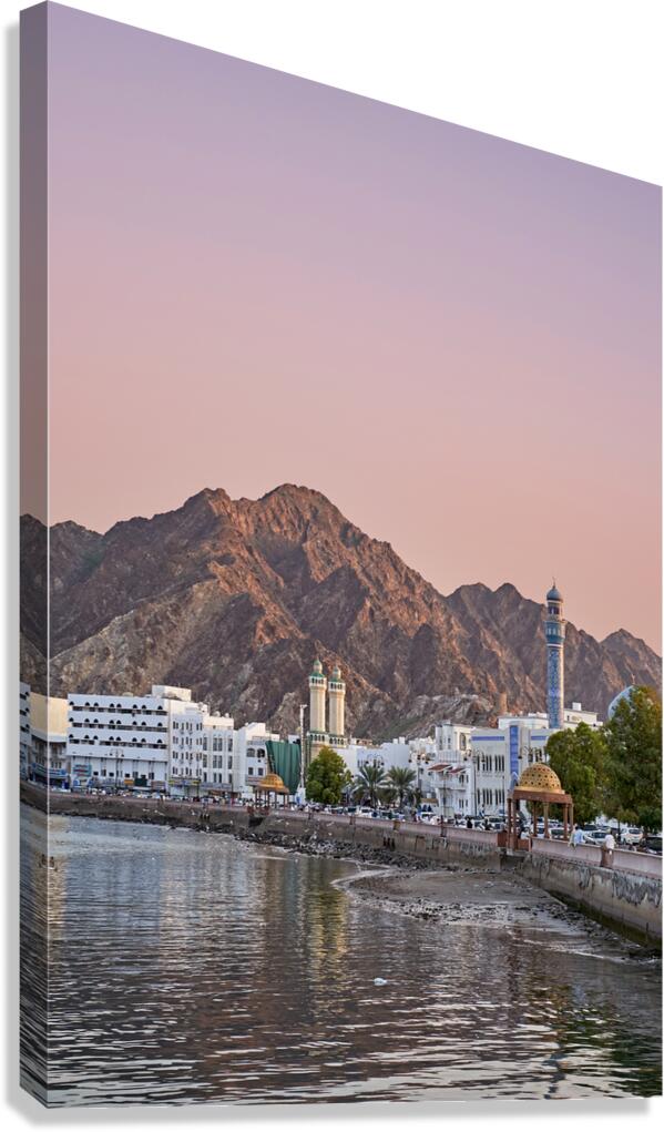 Oman. Muscat. Cityscape at sunset Canvas Print
