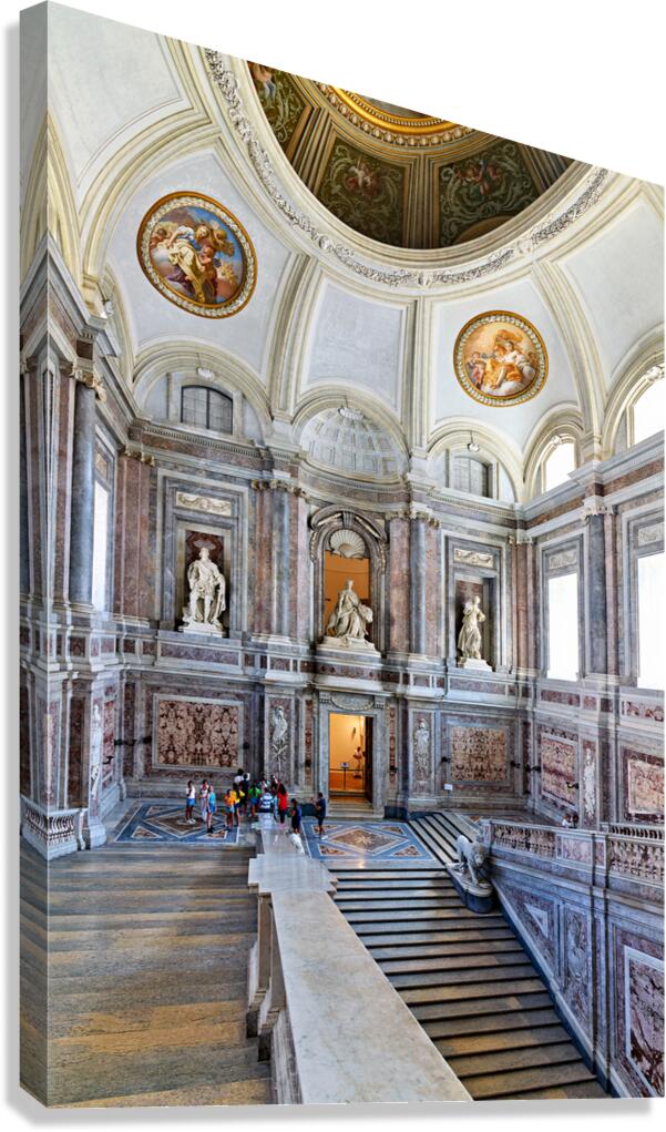 Caserta Campania Italy. The scalone staircase of honour by Luigi Vanvitelli at the Royal Palace Canvas Print