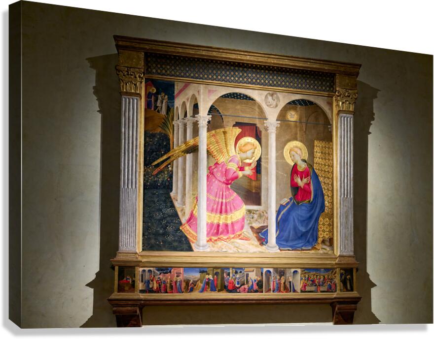 Cortona Arezzo Tuscany Italy. The Annunciation of Cortona is a panel-painting altarpiece or retable by Beato Angelico Canvas Print