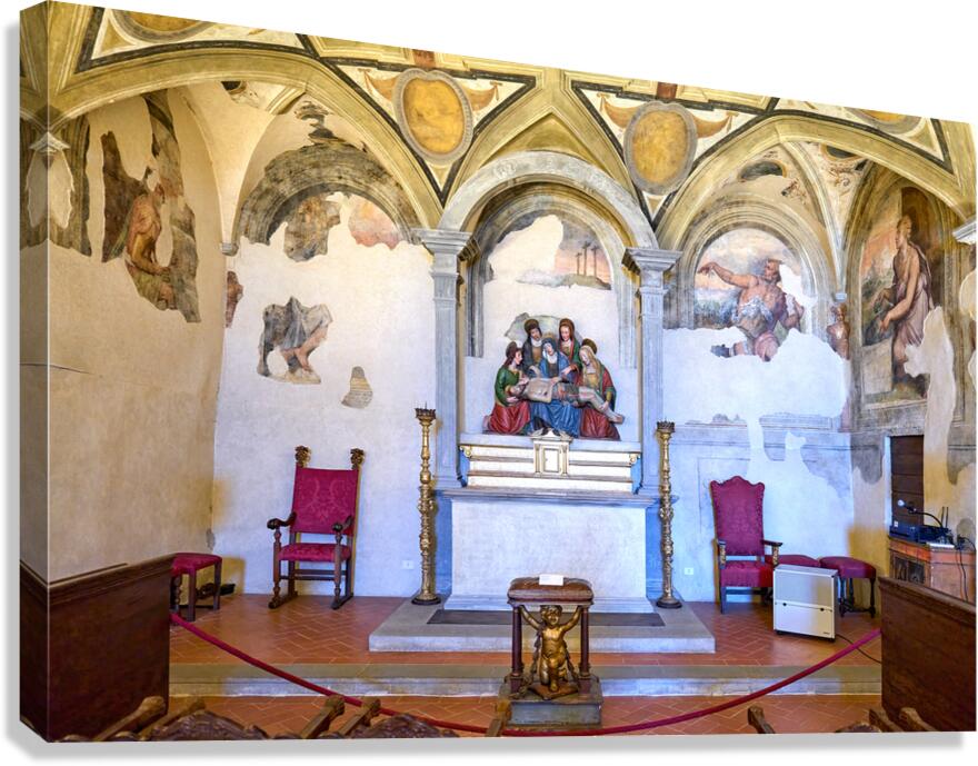 Cortona Arezzo Tuscany Italy. In Diocesan Museum once the seat of the Society of the Good Jesus is a cycle of frescoes by Vasari Canvas Print