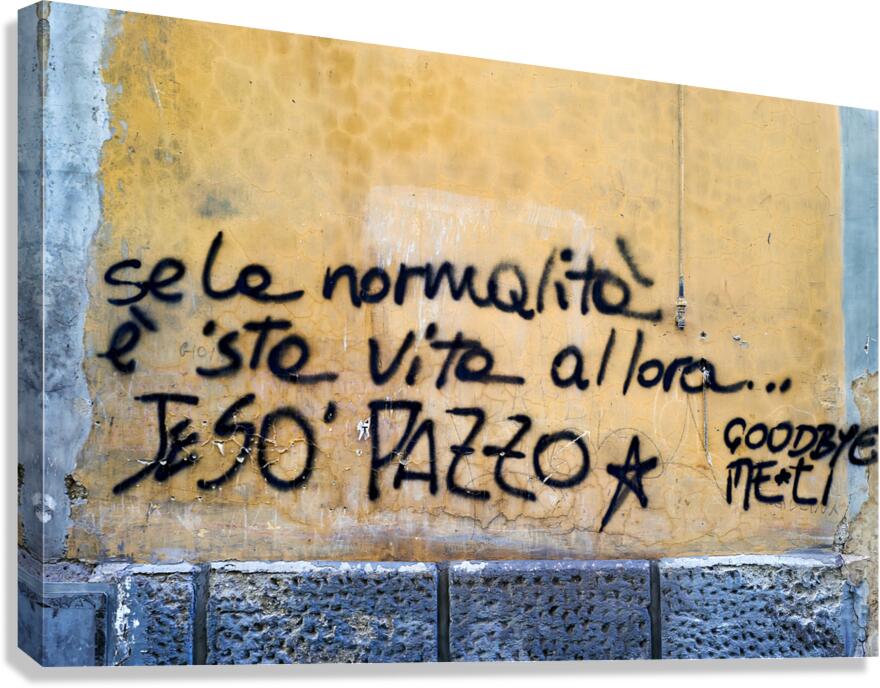 Naples Campania Italy. Street graffiti downtown Canvas Print