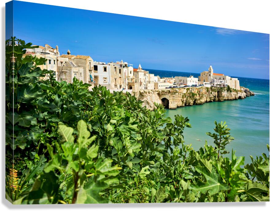 Vieste Gargano. Apulia Puglia Italy. Cape San Francesco and San Francesco church Canvas Print