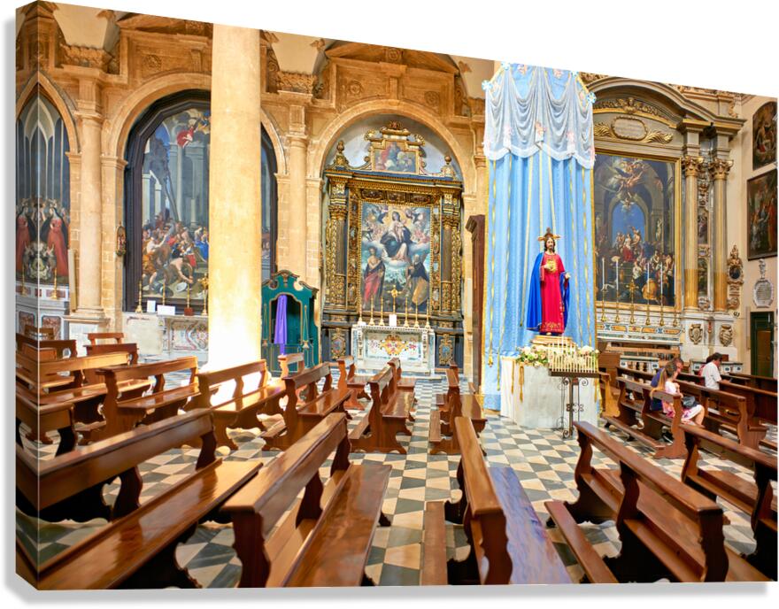 Salento. Apulia Puglia Italy. Gallipoli. The cathedral Canvas Print