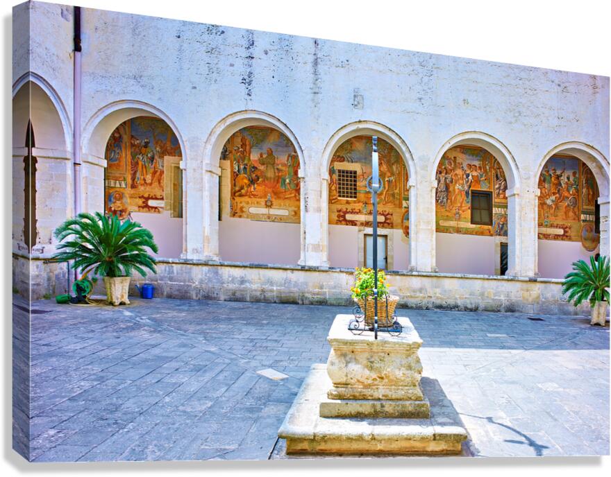 Salento. Apulia Puglia Italy. Galatina. Santa Caterina dAlessandria church. Frescoes in the cloister Canvas Print