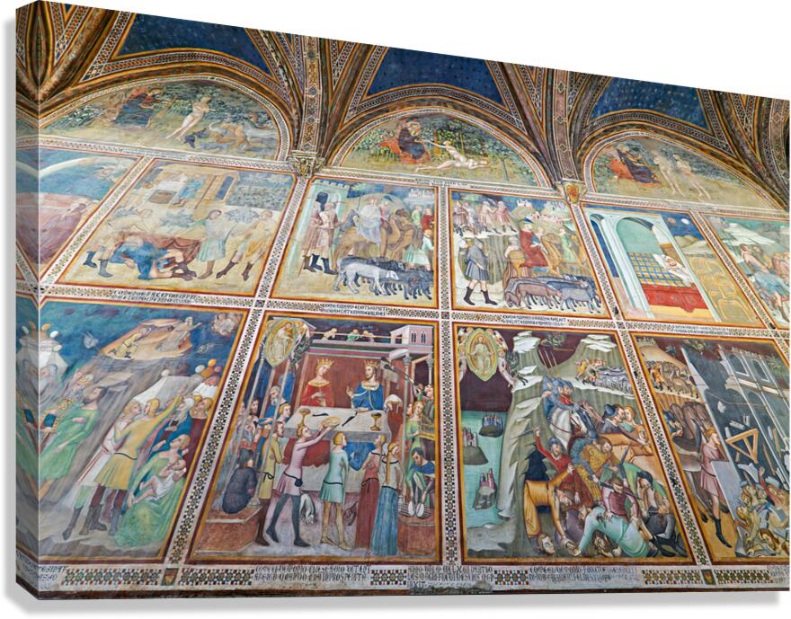San Gimignano. Tuscany. Italy. The interior of the Collegiata di Santa Maria Assunta. Duomo Cathedral Canvas Print
