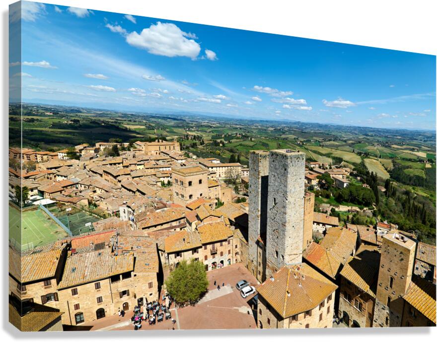 San Gimignano. Tuscany. Italy. Aerial view of the old town Canvas Print
