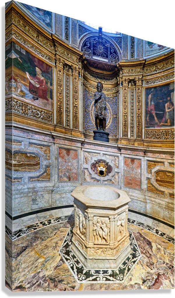 Siena Tuscany Italy. The Cathedral. Statue of San Giovanni Battista by Donatello di Siena Canvas Print
