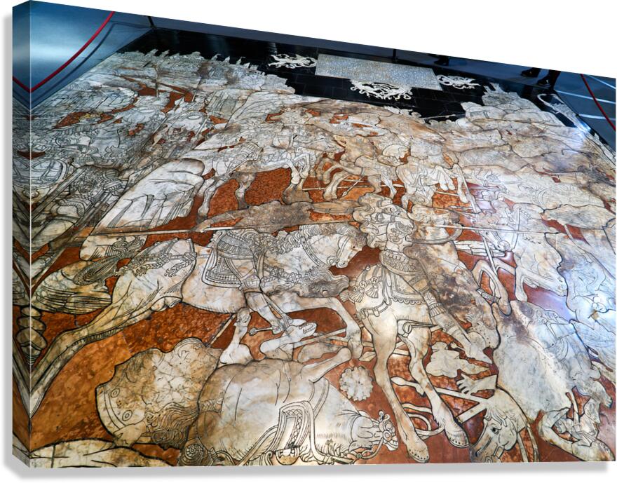 Siena Tuscany Italy. The marble mosaic floor inside the Cathedral Canvas Print