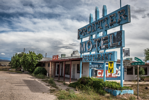 Abandoned Frontier Motel Cafe on historic Route 66 in Arizona by Nick Fox