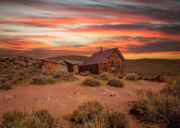 Sunset over Bodie ghost town in California by Nick Fox