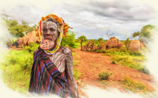 Woman from the african tribe Mursi Omo Valley Ethiopia by Nick Fox