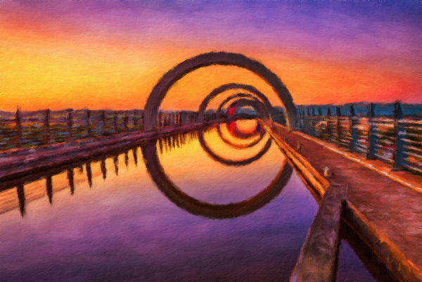 Falkirk Wheel at sunset Scotland United Kingdom by Nick Fox