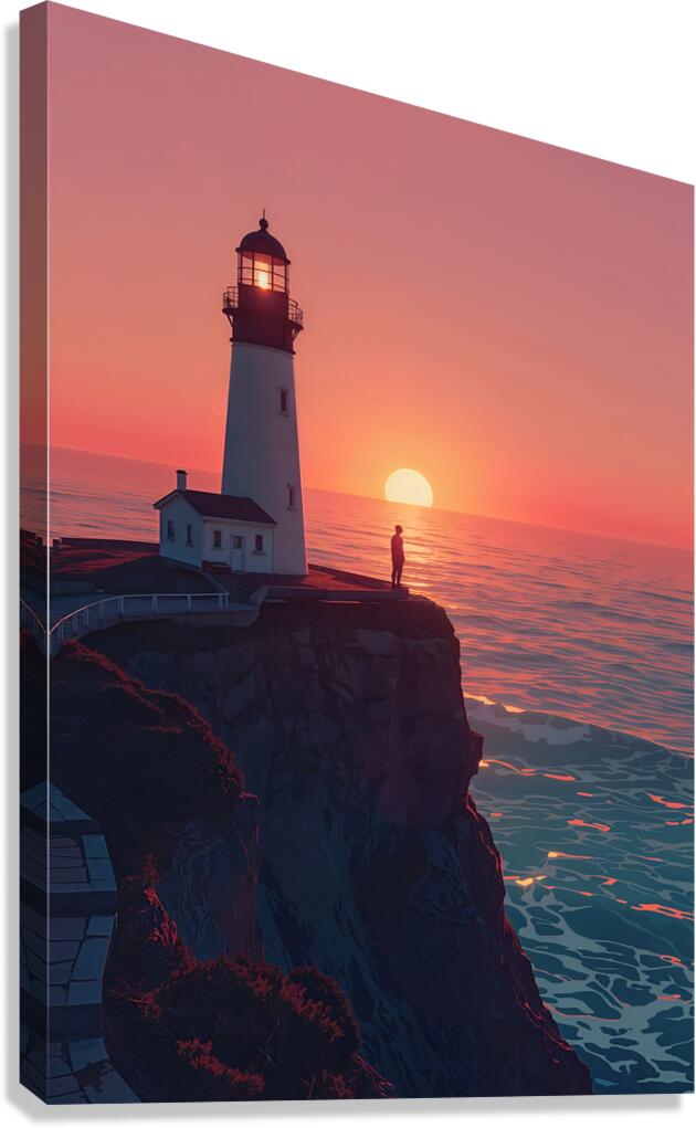 Lighthouse at Sunset Canvas Print