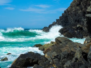 Waves on the rocks