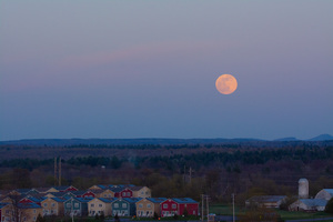 Super Pink Moon Rising Over Potsdam NY