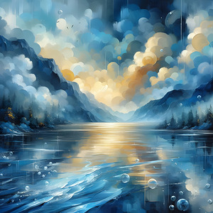 Water Surface Oil Painting on Canvas Original Blue Painting Custom Painting Modern Art