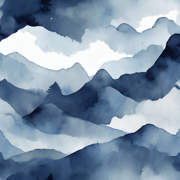 aesthetic navy color watercolor minimalistic nature Print