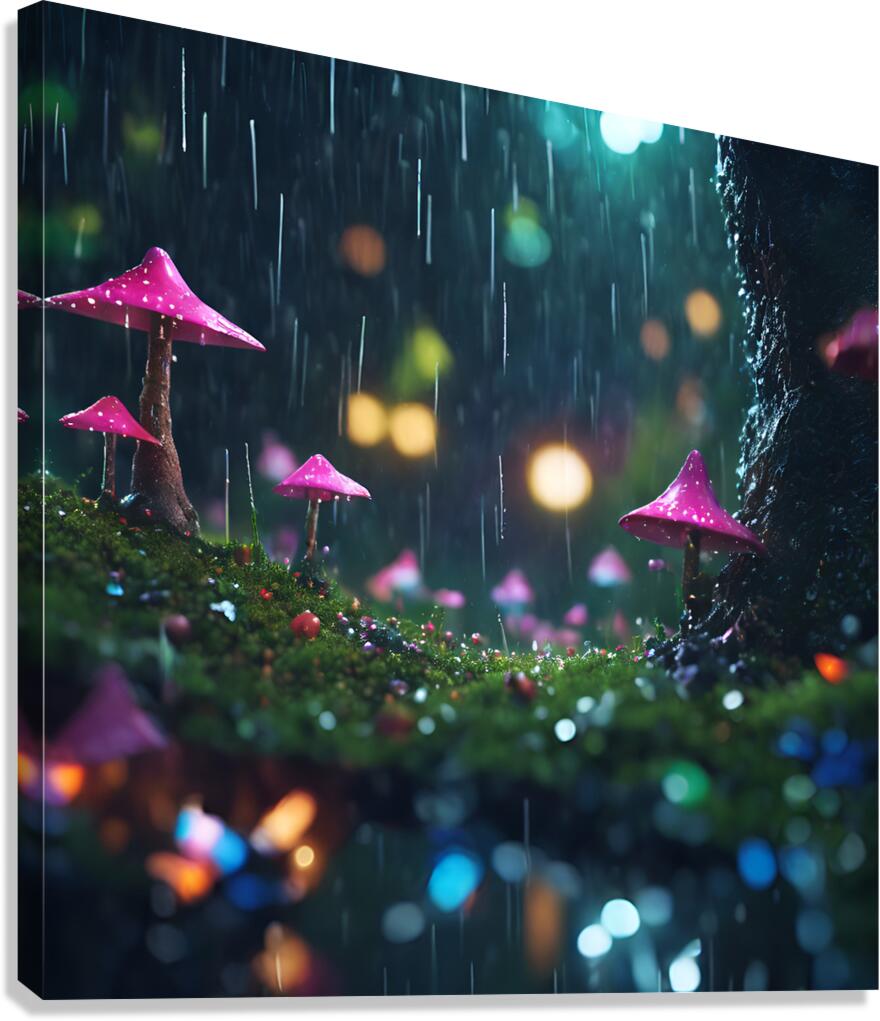 fairy forest in the middle of the night its raininglay summernightrain Canvas Print