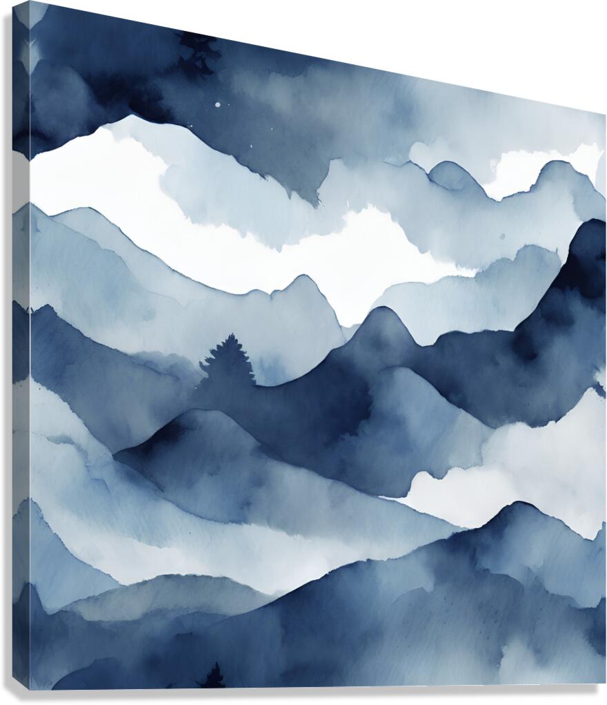 aesthetic navy color watercolor minimalistic nature Canvas Print