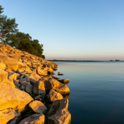 rocks and lake