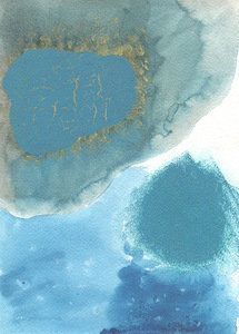 Abstract Geode Watercolor Blue Gold