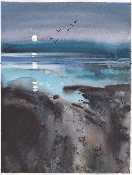 Sunset watercolor by Samira Yanushkova