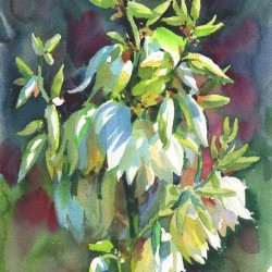 White Bell Flowers Watercolor Garden