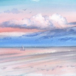 Ocean breeze. Seascape watercolor painting