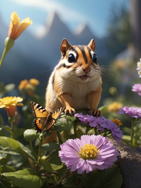 Chipmunk Encounter with a Butterfly Environment by Canvas Collection