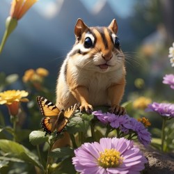 Chipmunk Encounter with a Butterfly Environment