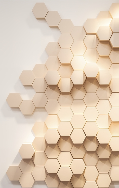 An exquisite 3D rendering of hexagonal tiles each by StefanoPignataro