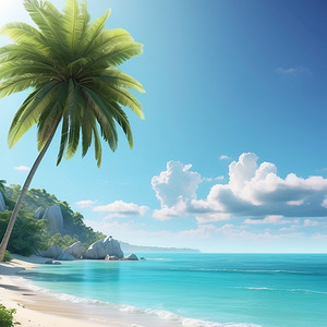 Plage tropicale avec palmiers 