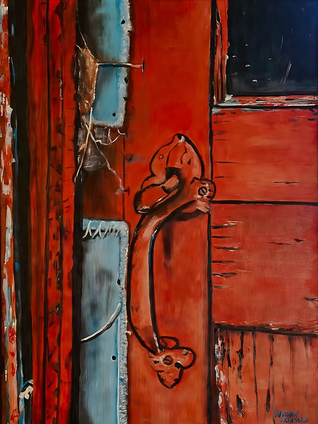  Red Door Latched by Nancy Norman