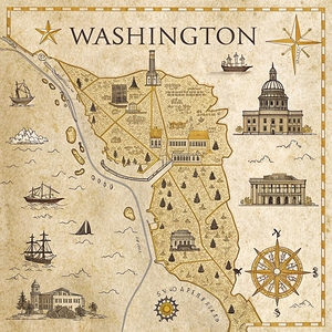 Cartographic Chronicles: Washington’s Antique Explorer’s Atlas in Sepia